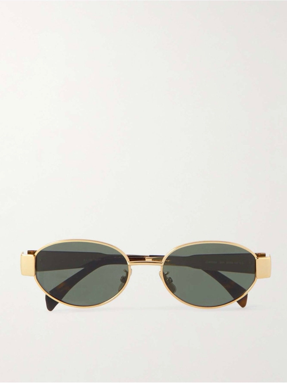 CELINE Gold Oval Sunglasses with crossbody case